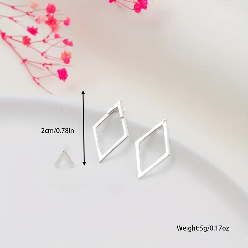 Geometric Earrings Geometric Rhombus Double Layer Combination Design Earrings For Women Simple Fashion Daily Accessory Party Jewelry Birthday Gifts