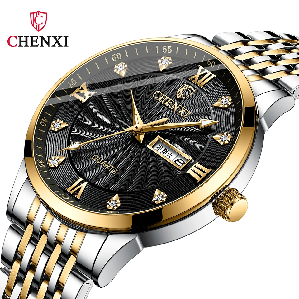 CHENXI New Fashion Couple Watches For Men Women Stainless Steel Quartz Wristwatches Waterproof Watches Sets Couple Gifts Clock