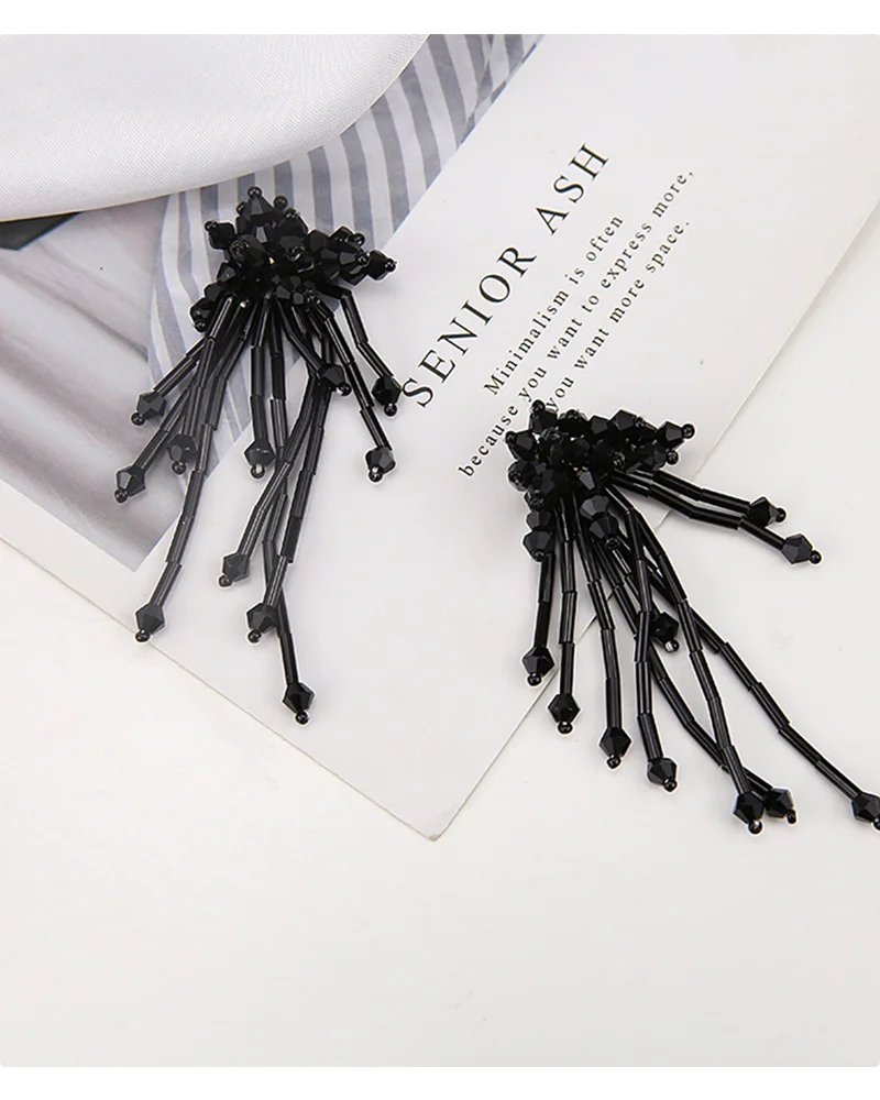 2025, handgefertigte baumelnde Ohrringe mit Kristallquasten | Barockes Perlen-Feuerwerk-Blumendesign | Eleganter Statement-Schmuck für Damen – Detail 16