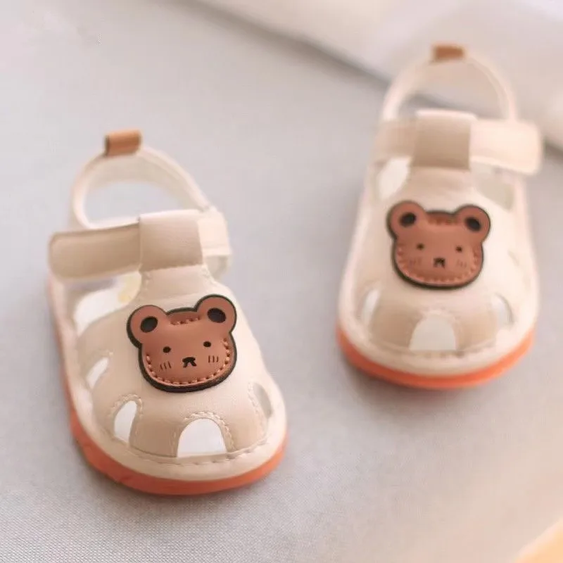 

Newborn Summer Baotou Shoes Boy Soft Sole Walking Shoe Girl Sandals Anti Slip Baby Shoe Little Bear Baby Call Shoes Zapatos Niña