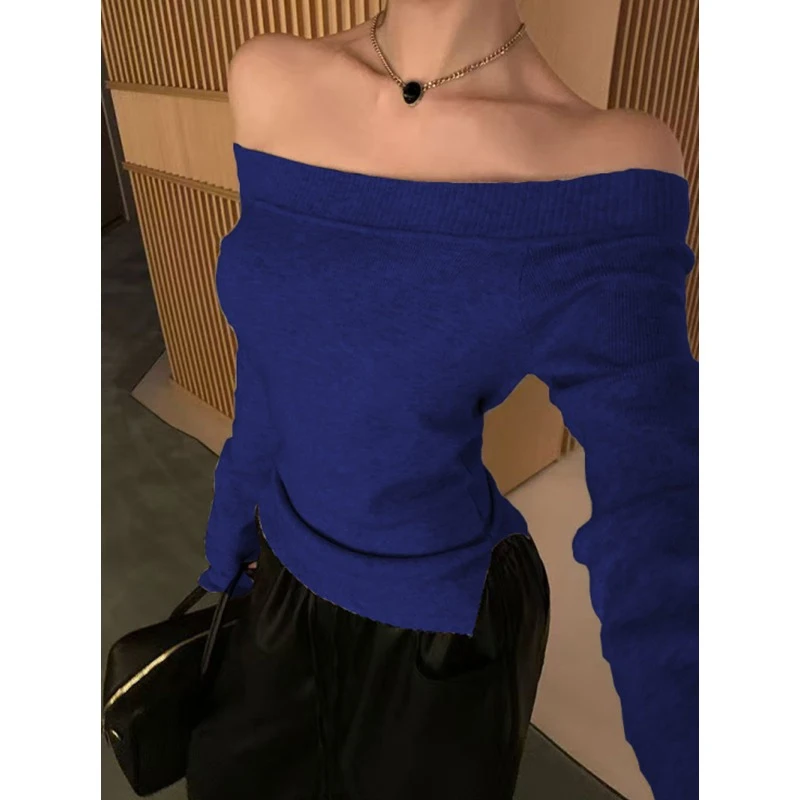Women Casual Off Shoulder Knitted Sweater