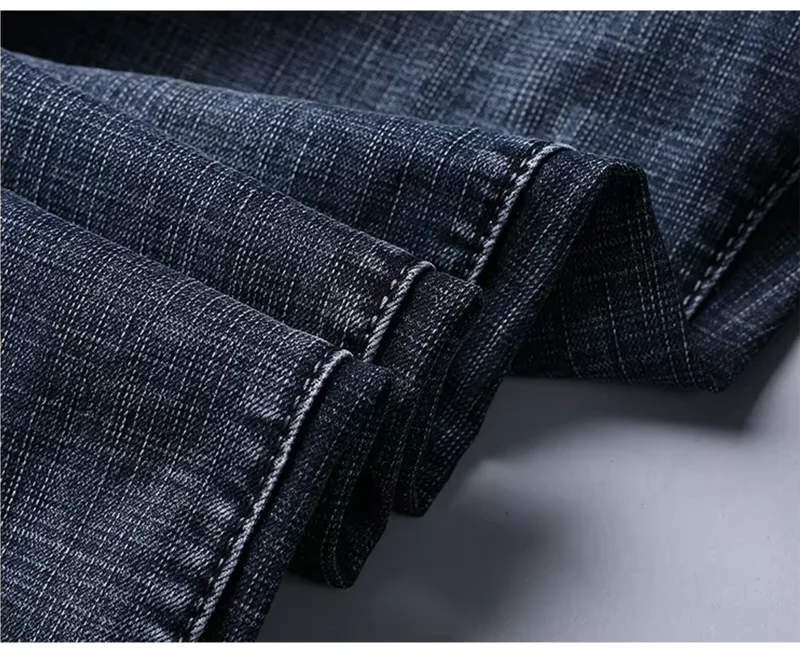 Business Men' Jeans Straight Stretch Classic Blue Black Work Denim Pant...