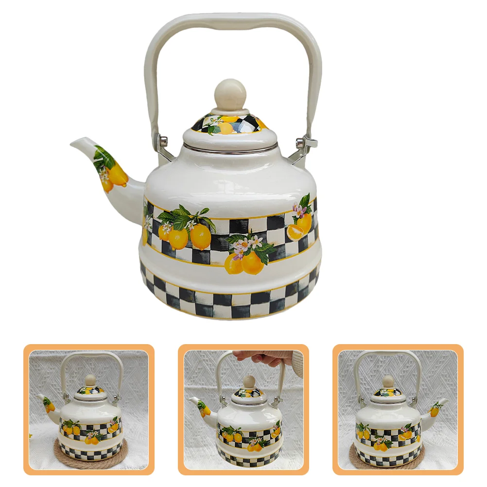 

Enamel Tea Kettle For Stovetop Decorative Kitchen Camping Office Water Pot Enamel Kettle With Handle