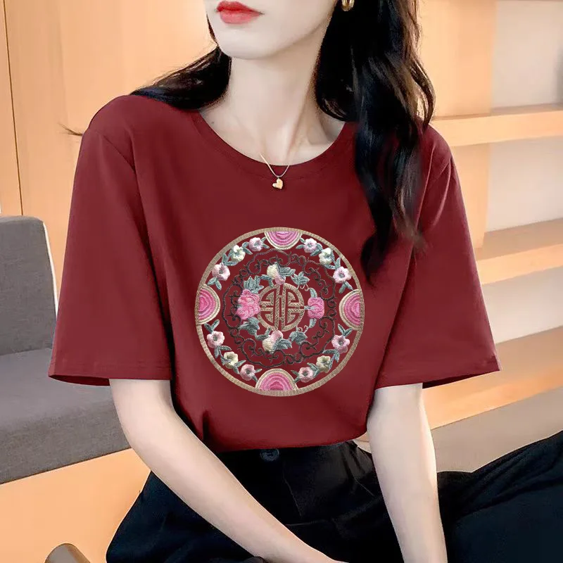 

Женская футболка с коротким рукавом, из чистого хлопка, шикарная модная футболка с принтом, для весны и лета, 100%