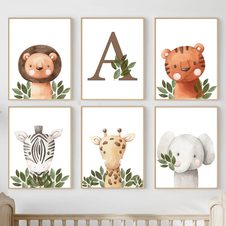 

Lion Tiger Giraffe Elephant Zebra Nordic Posters And Prints Wall Art Canvas Painting Jungle Animal Wall Pictures Kids Room Decor