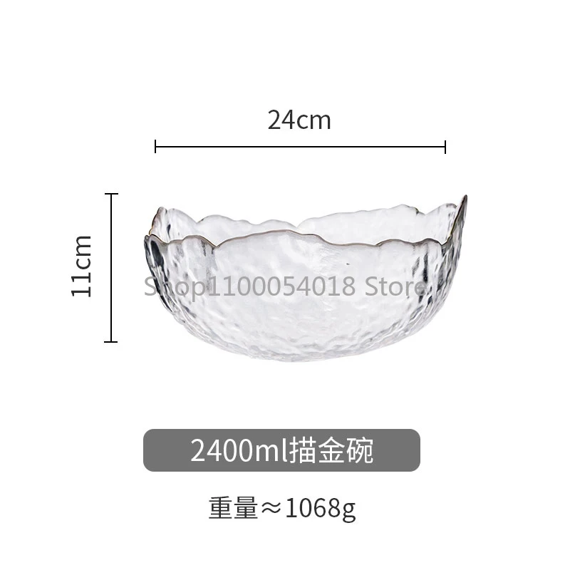 

Gold Rimmed European Korean Style Clear Glass Bowl Home Table Ware Set Fruit Salad Plate Gold-Edged Bowl Creative Flower Bowl