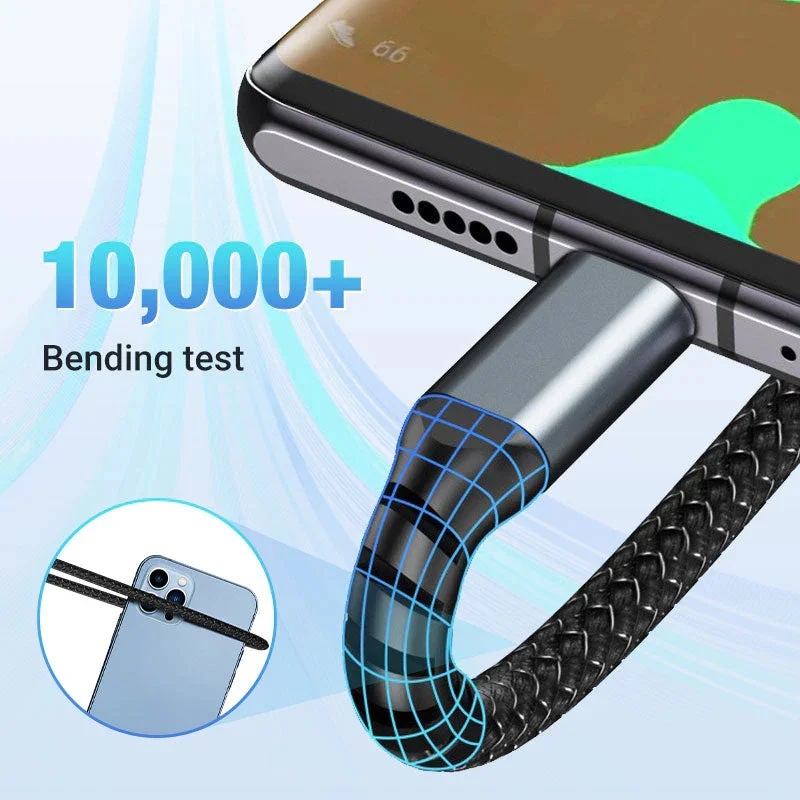 3 In 1 100W LED Digital Display USB Cable Type C Usb Micro For iphone Samsung Huawei Xiaomi Multi Port Multiple Charging Wire