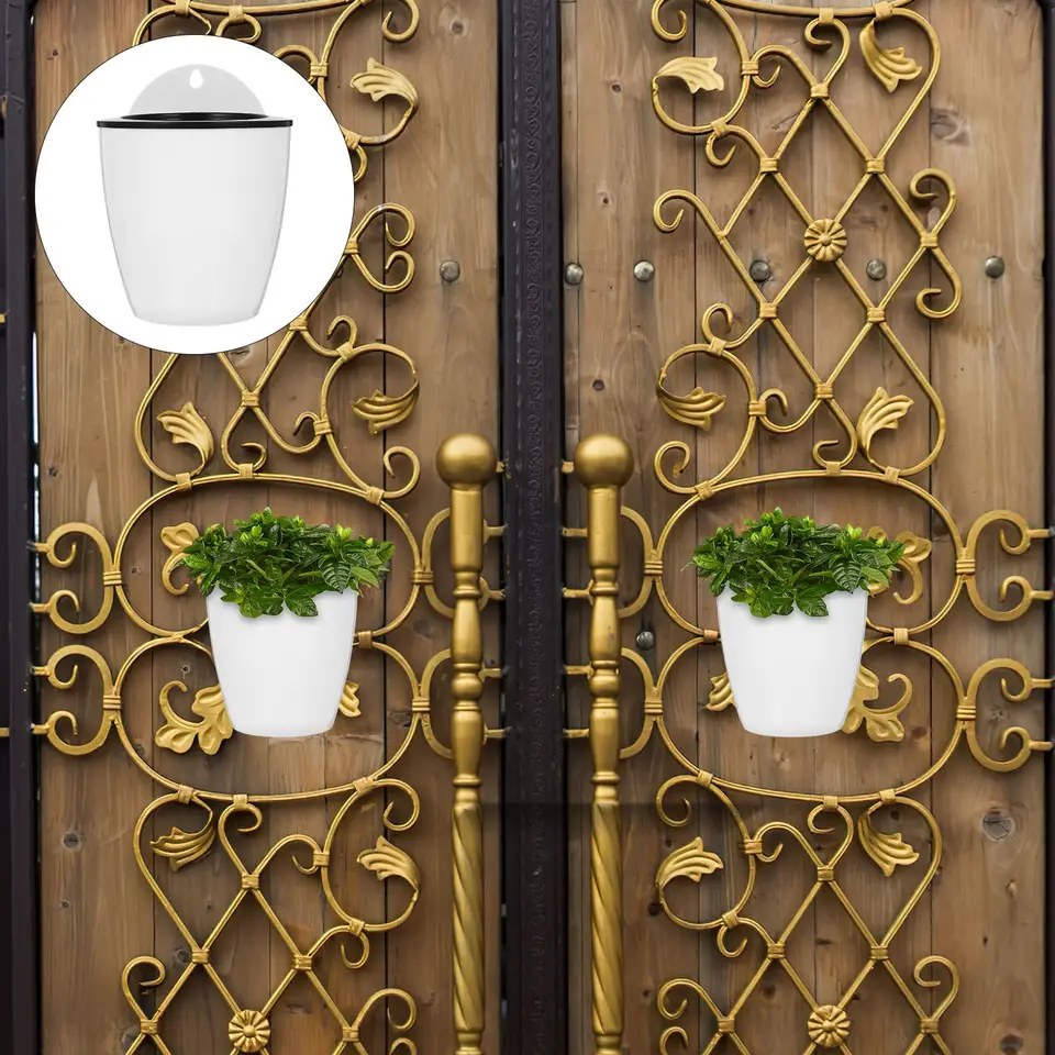Baderke Set 6 Fioriere Da Parete Autoirriganti Con Supporto In Metallo, Vasi Geometrici 12,7 Cm Per Piante Grasse E Fiori, Nero