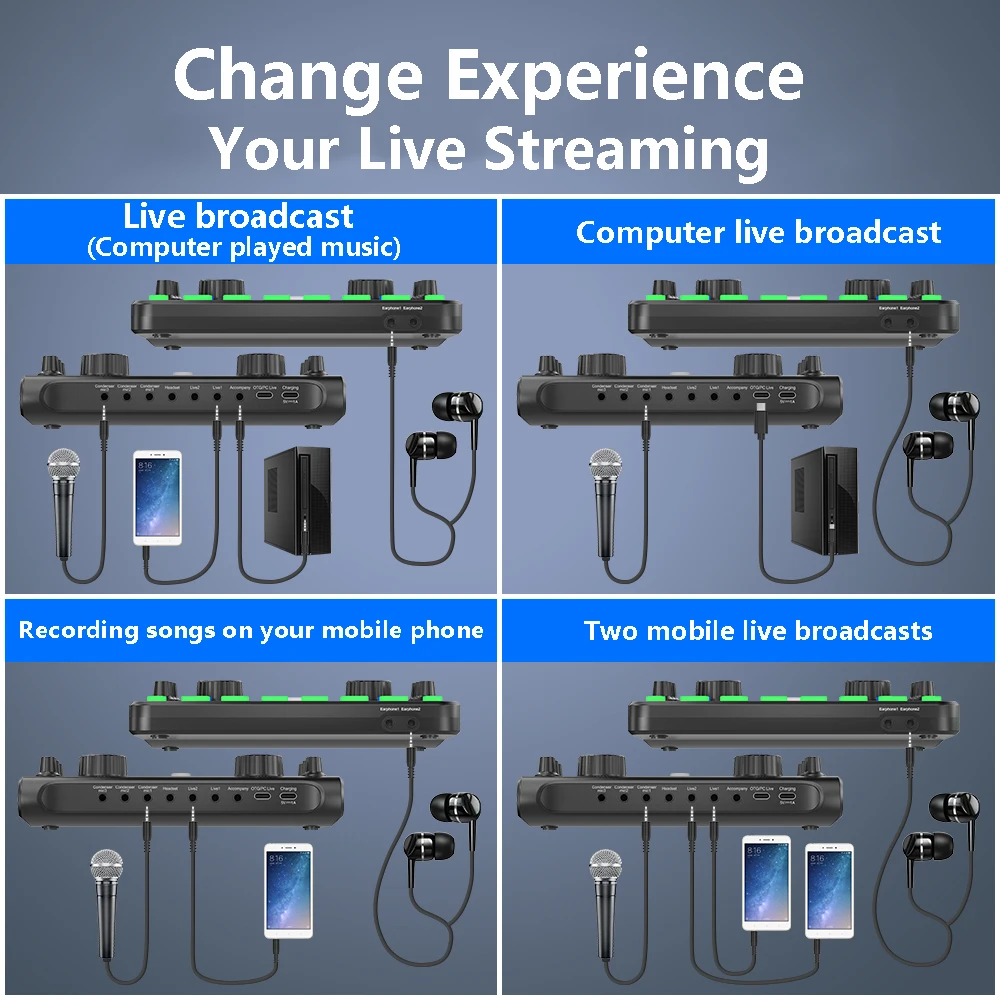 Mixer di trasmissione in diretta Audio USB scheda Audio esterna compatibile  esterna per lo Streaming Live Tik Tok - AliExpress