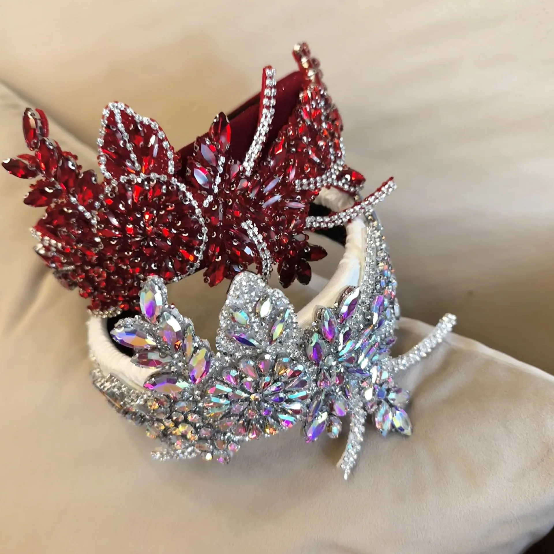 Kristallperlen-Stirnband, glitzerndes Strass-Blatt-Haarband, Hochzeit, Party, Abschlussball, handgefertigter Perlen-Blumen-Kopfschmuck für Frauen und Mädchen