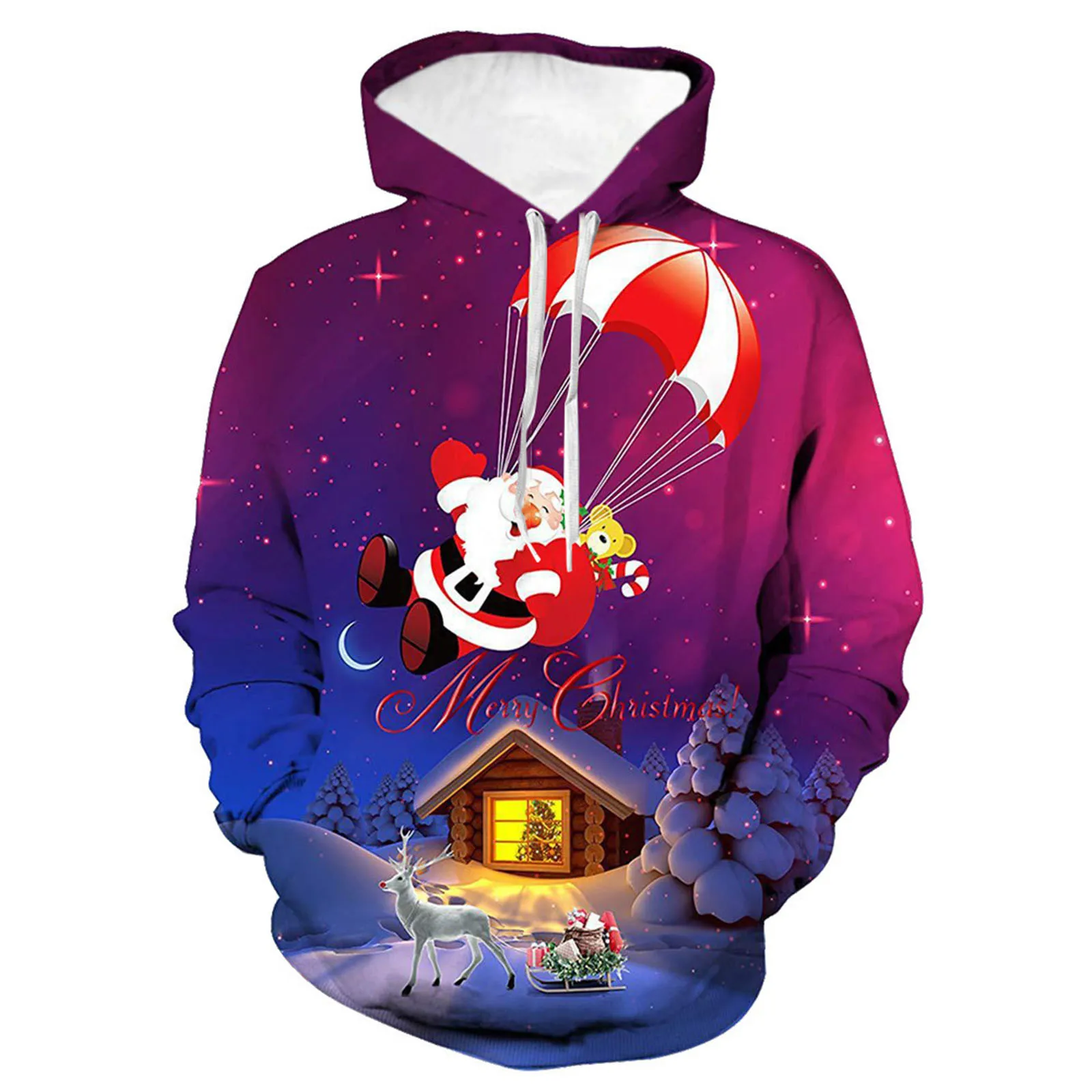 

Santa Claus Graphic Gradient Hoodies Drawstring Christmas Sweetshirts Navidad Men'S Pullovers Hip-Pop Casual Sportswear Sudadera