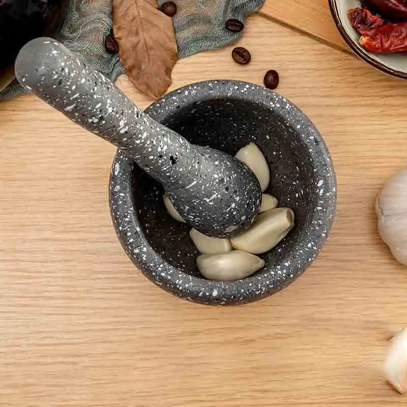 Garlic Grinder Pressing Mashed Pot Manual Mashing Medicine Jujube Wood Pounding Stone Mortar