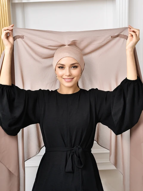 105817-5eb437.jpg Hijab instantané en mousseline de soie avec boucle magnétique, couleur unie, écharpe musulmane pour femme, Turban islamique, bandeau à la mode, châle, nouvelle collection