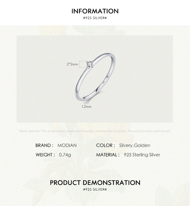 MODIAN Exquisite D Color Round Moissanite Finger Rings 925 Sterling Silver Classic Twinkling Wedding Jewelry For Women Gifts