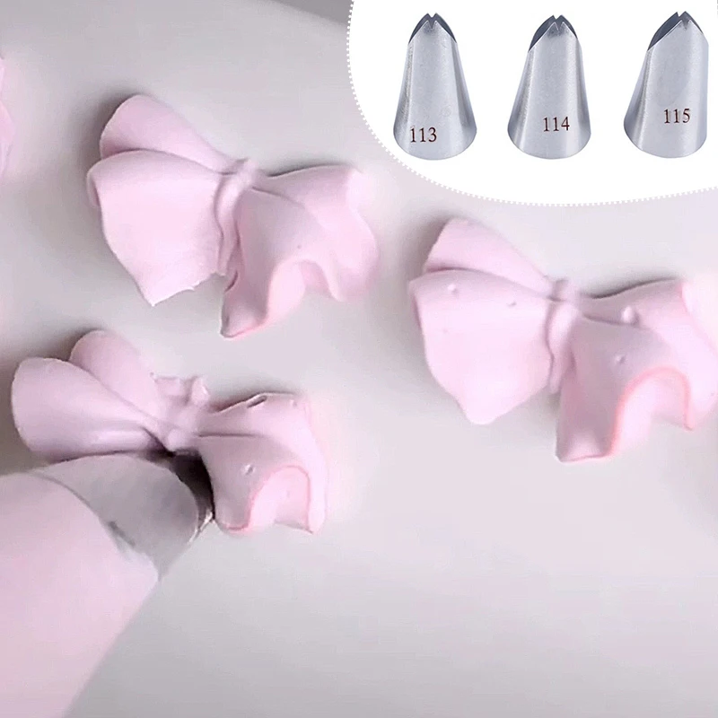 #113 #114 #115 Bow Tie Piping Nozzle Stainless Steel Icing Tip For Pastry Cup Cake Cake Cream Decorating Baking DIY Kitchen Tool cake decorating tip set cake icing nozzles baking nozzle set cake decorating nozzle set