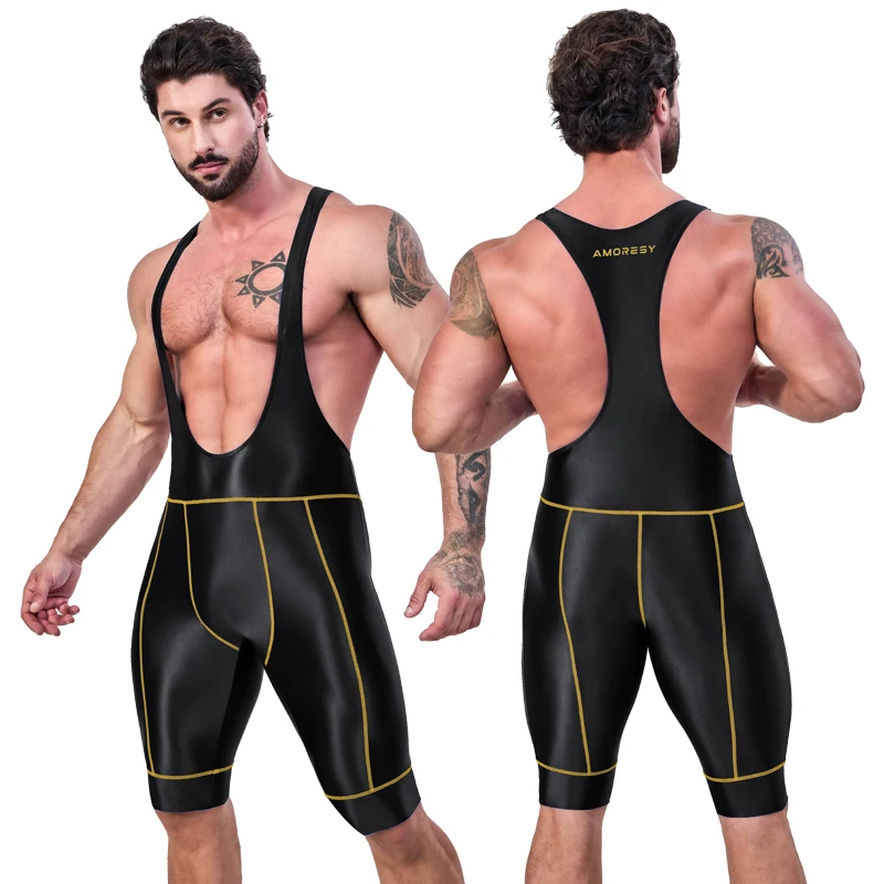 Satin glossy Cycling vest with a five part pants smooth tight running jumpsuit swimming pants Bicycle Road Shock Absorbing Bibs