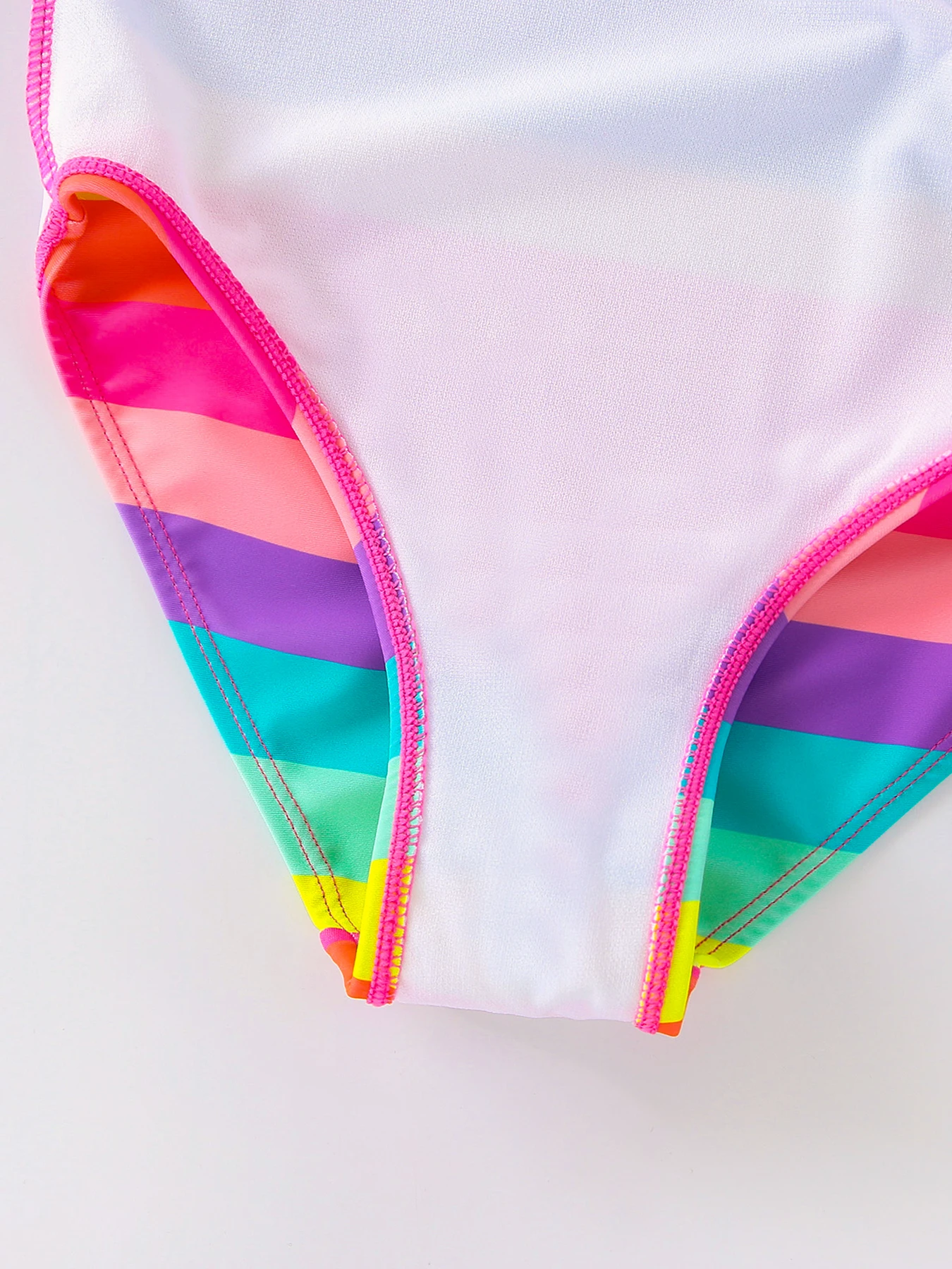 One Piece Swimsuit One-Shoudler Rainbow Stripes Girls One-Piece Swimsuit