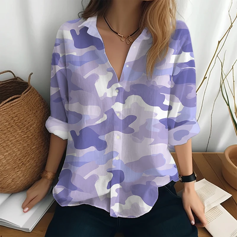 

Autumn Classic Single-breasted Fashion Shirt Loose Street Casual Lapel Shirt Cool Camouflage 3D Printed Long-sleeved Shirt