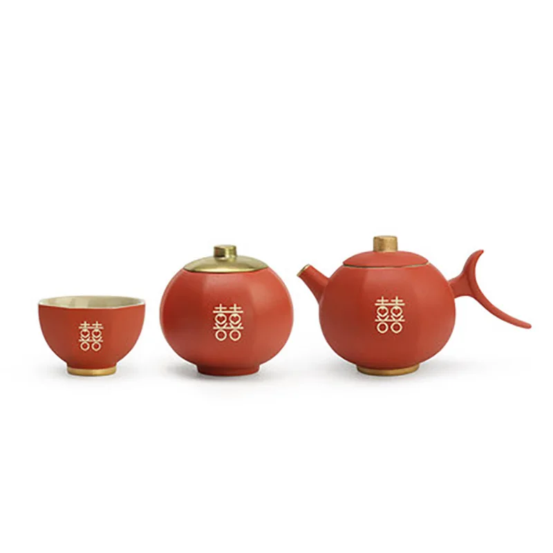 Chinese Ceramic Teapot Set for Wedding, Tea Pot, Cup, Bowl, Creative, Customized, Bride Gift, Dowry, Marriage Celebration