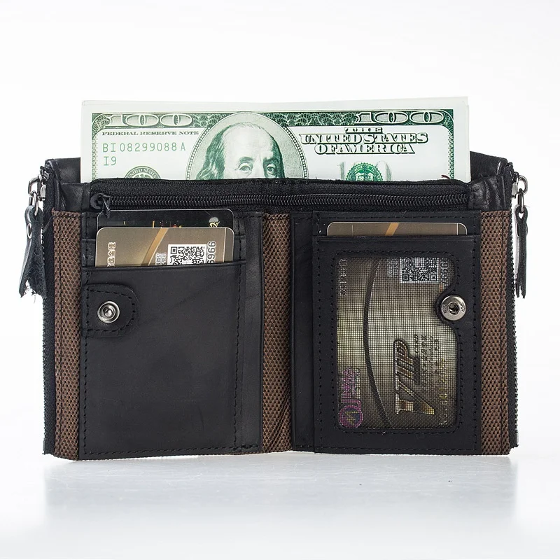 Genuine Leather RFID Men's Wallet Vintage Short Money Wallet Fashion Cowhide Coin Purse Business Man Card Holder