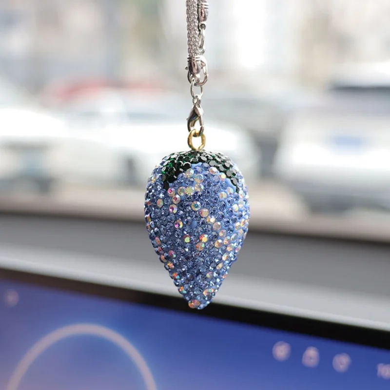 Glamorous Rhinestone Fruit Car Charm - Elegant Hanging Auto Decor Accessory