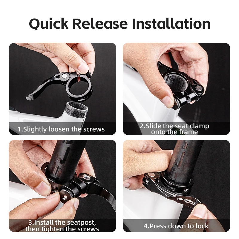 Bicycle Seat Post Clamp Aluminum Alloy Quick Release Cycling Seat Clamp Bike Parts Seatpost ROCKBROS