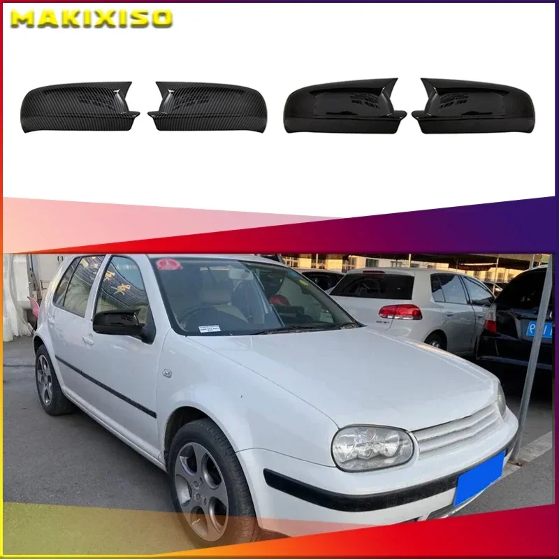 

Зеркальный чехол в стиле летучей мыши для Volkswagen Golf 4 MK4 1997-2003, зеркальный чехол заднего вида из 2 предметов, глянцевые черные экраны для экстерьера автомобиля