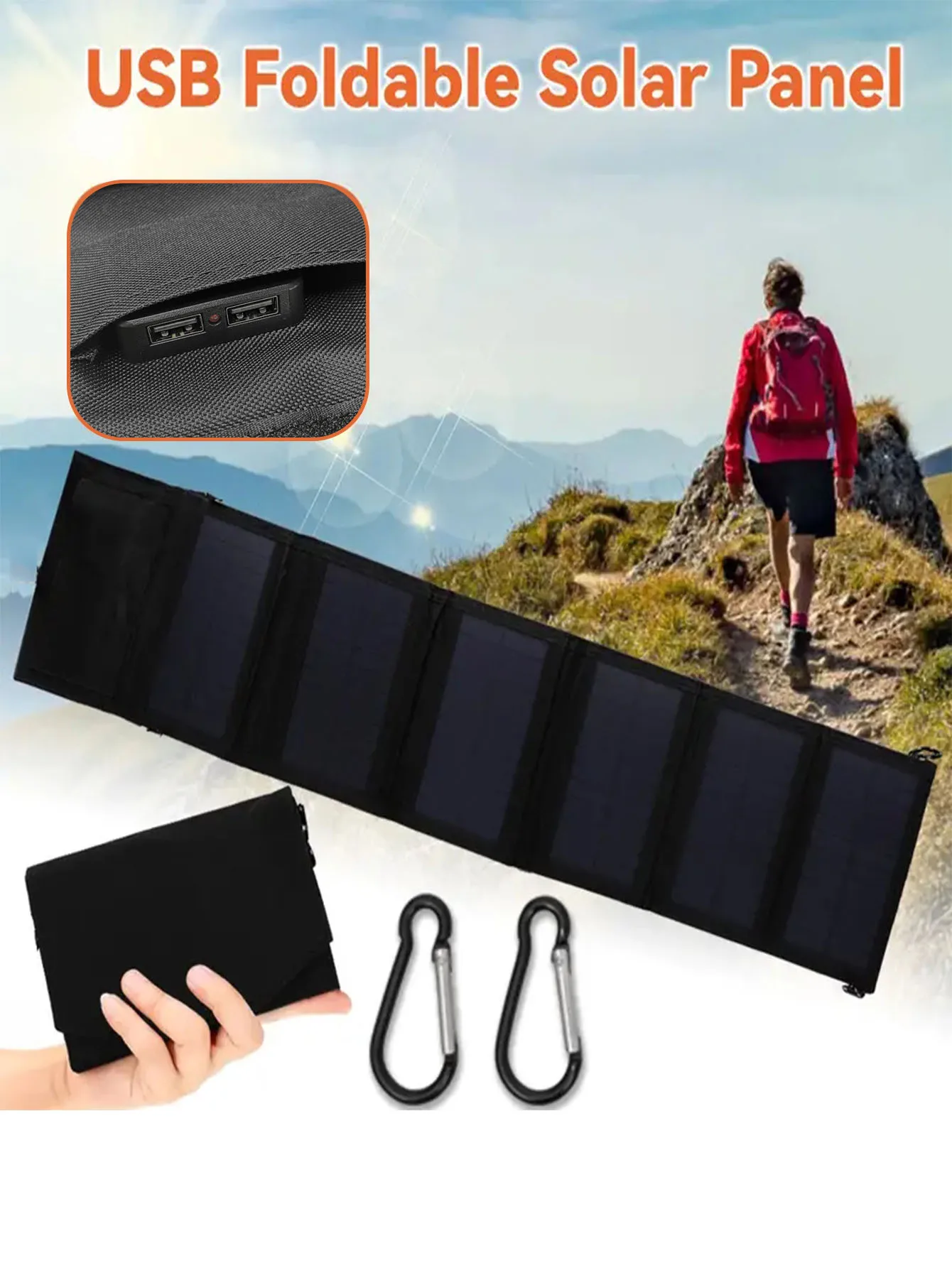 Monocrystalline Silicon Solar Panel, Mobile Phone Outdoor Portable Photovoltaic Power Generation Panel Foldableing USB Charger Solar Panel, Foldableable Portable 6-Piece Panel