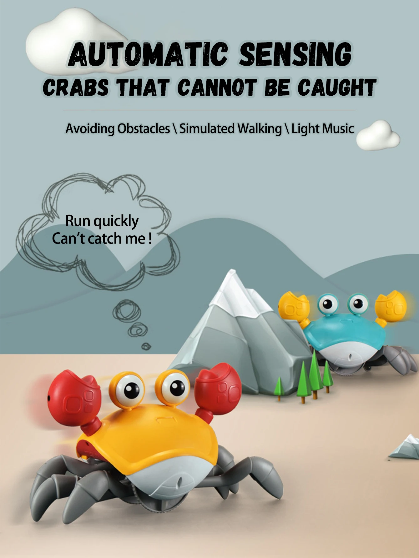 Escape Crab Automatic Obstacle Avoidance Light Music Electric Induction Crawling Toy (Green Battery Model)