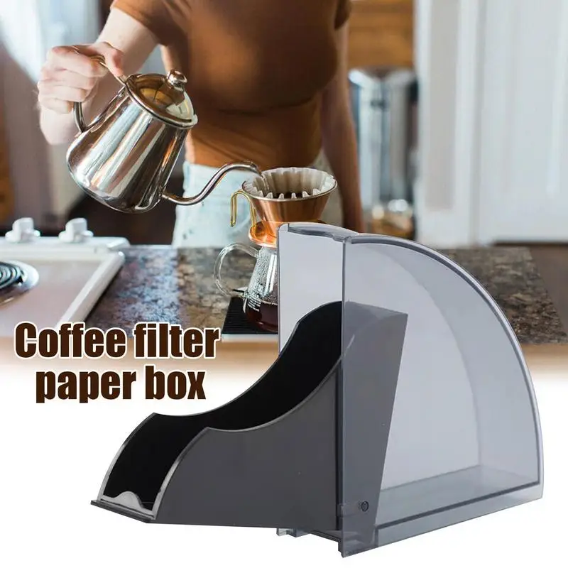 Coffee Filter Paper Box With Dustproof Cover Classic Coffee Paper Holder Storage Rack Home Barista Cafe Accessories