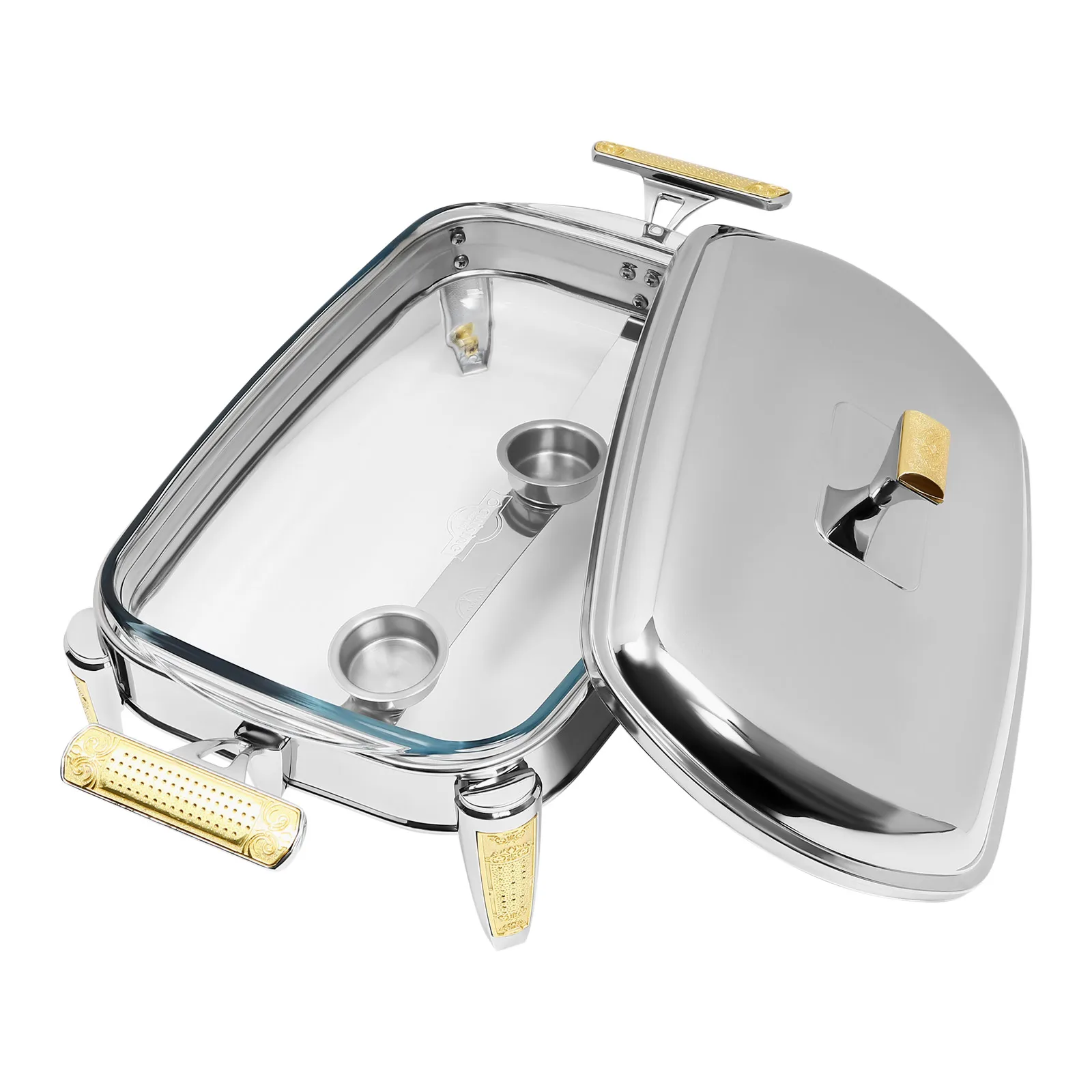 Chafing Dish 2,2 Liter Edelstahl-Lebensmittelheizung Gerichte Heizbehälter für den Haushalt zum Warmhalten von Speisen Silber – Detail 2