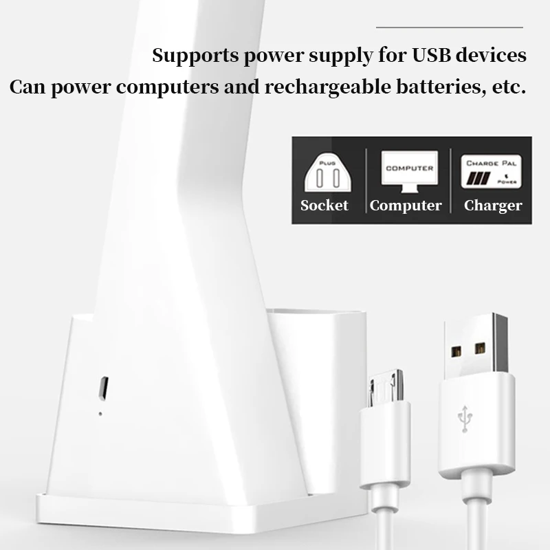 LED Desk Lamp USB Dimmable Touch with Calendar Temperature Clock Night Light Foldable Table Lamp for Study Reading Lamp 5