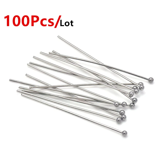 100pcs 20-50mm Stainless Steel T Shape Flat Head Pins for DIY Jewelry  Making Head Pins Needlework Components Wholesale