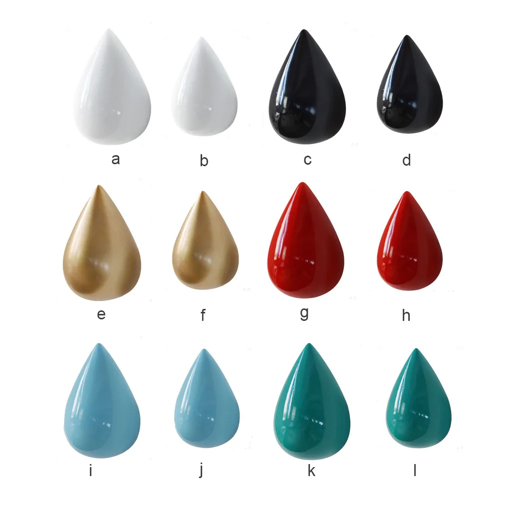 

Wall Mounted Hook Water Drop Resin Living Room Bathroom Clothes Hat Belt Scarf Key Bag Hanger Organizer Holder Red