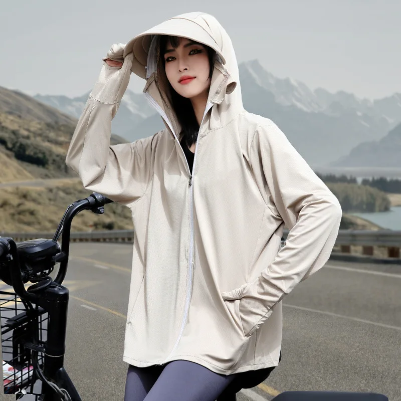 UPF50+ Sun Protection Clothing for Women Sunscreen Jacket Block UV Rays Outdoor Sport Coat Climbing and Cycling Travel Summer