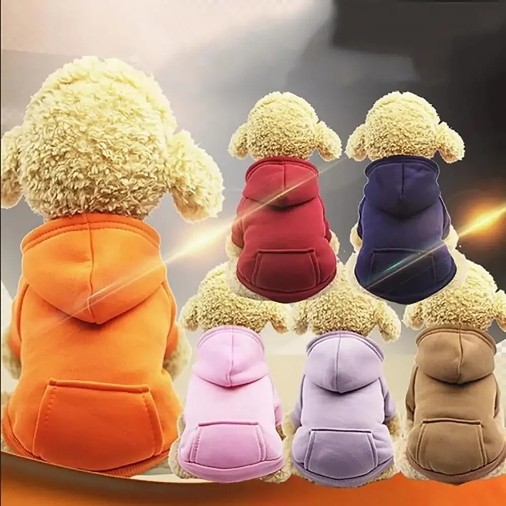 Pet Clothes Puppy Pet Hooded Sweatshirt Autumn Winter Two-legged Pocket Cat Dog Clothes