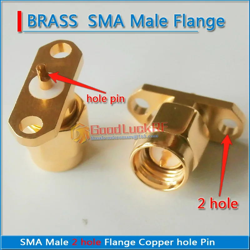 

1 Pcs Connector SMA Male Rhombic With 2 Hole Flange Panel Chassis Mount deck Solder PTFE copper RF Coax Adapters