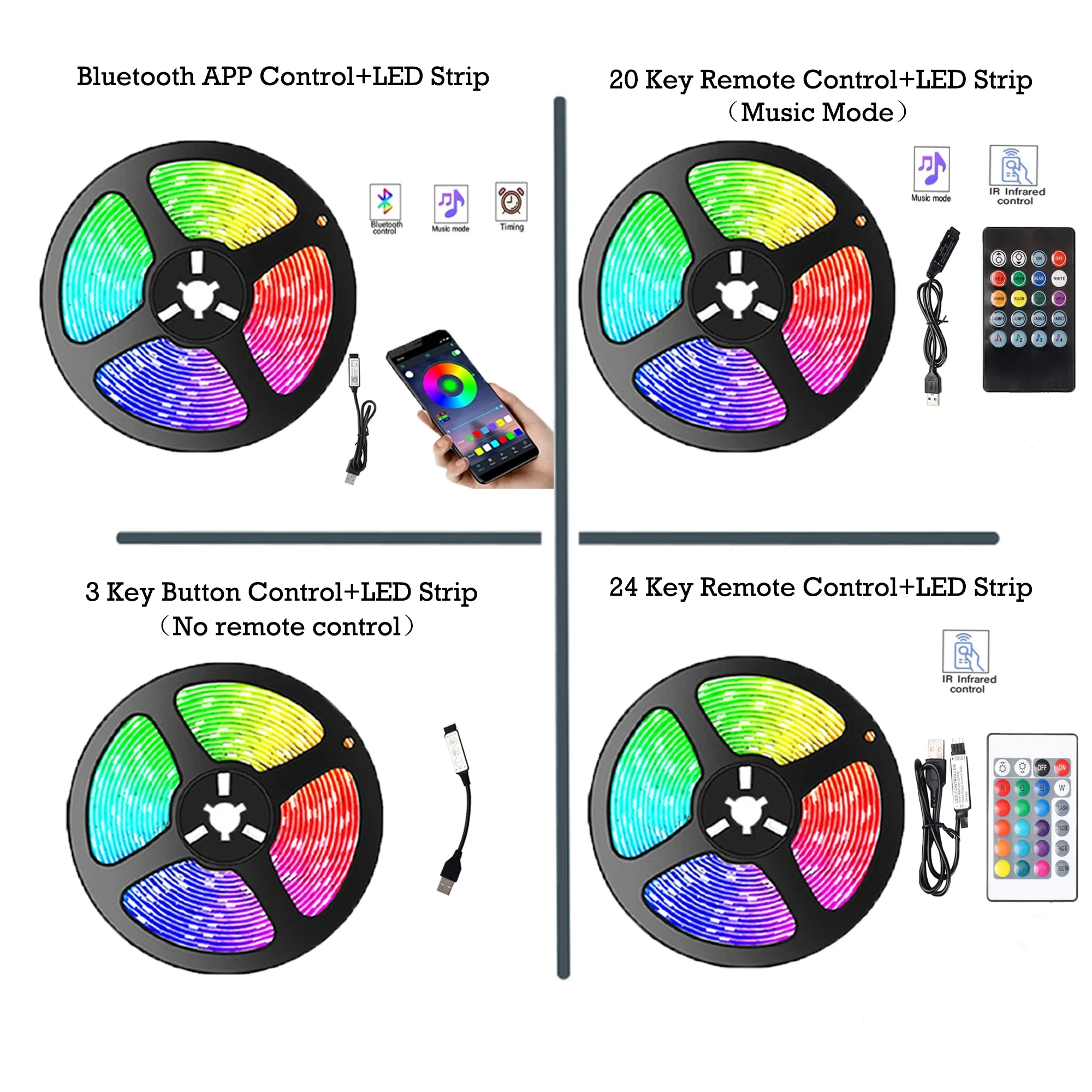 Tira de Luces LED RGB con Control por App, Bluetooth y Sincronización de Música (USB 5V) S8f2ed1791e7f4405a12ea329132c8cf4n