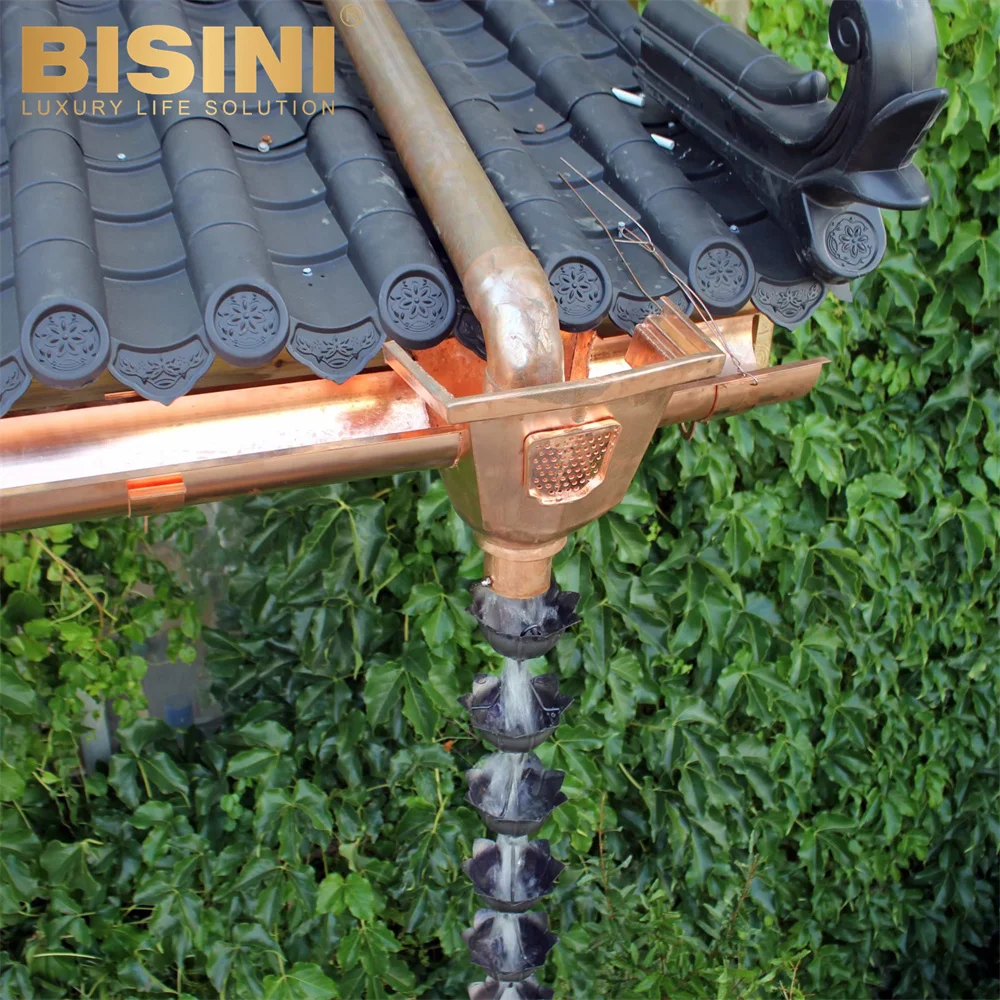Chinese style Homestay Hostel Garden Eaves Link Falling Water Hammered Princess lotus Copper Rain Chain