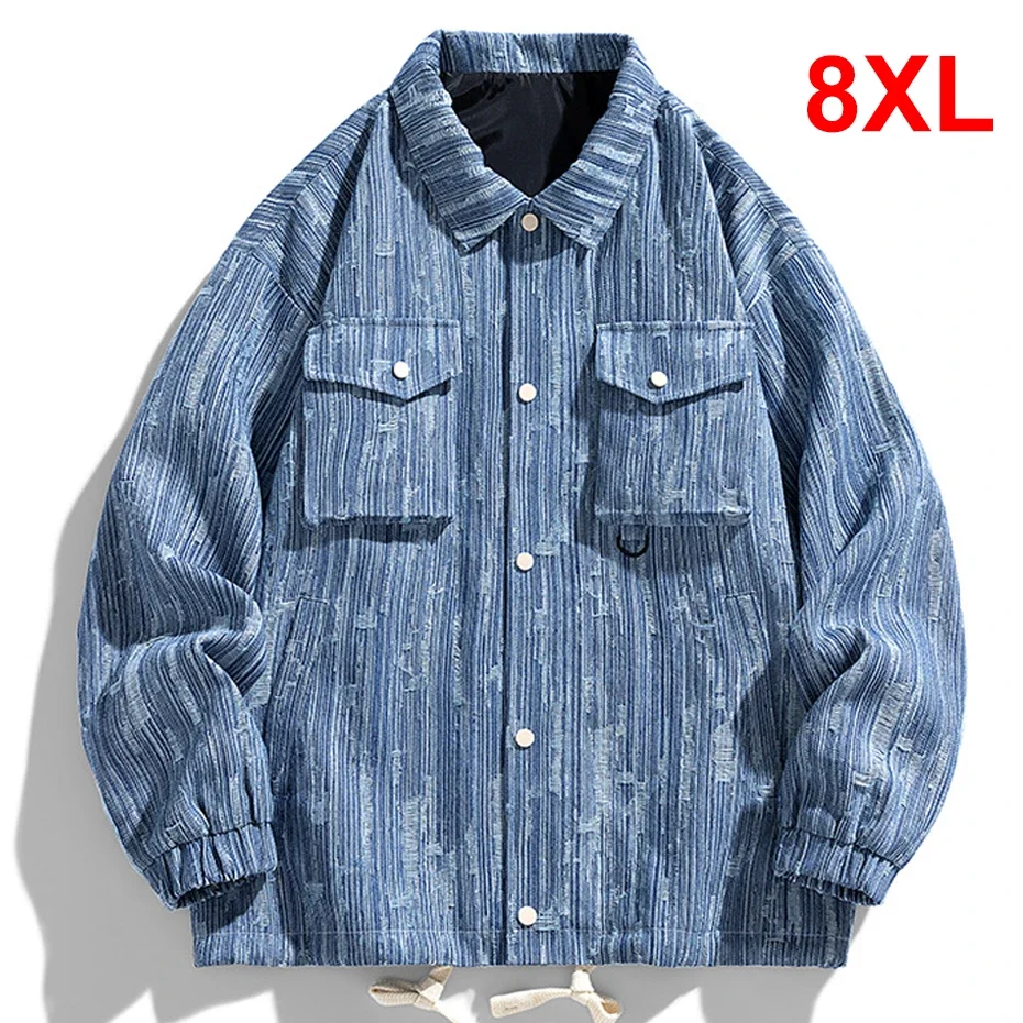 

Cargo Denim Jacket Men New style Vintage Jean Coat Plus Size 8XL Fashion Casual Denim Coat Male Big Size 8XL High quality