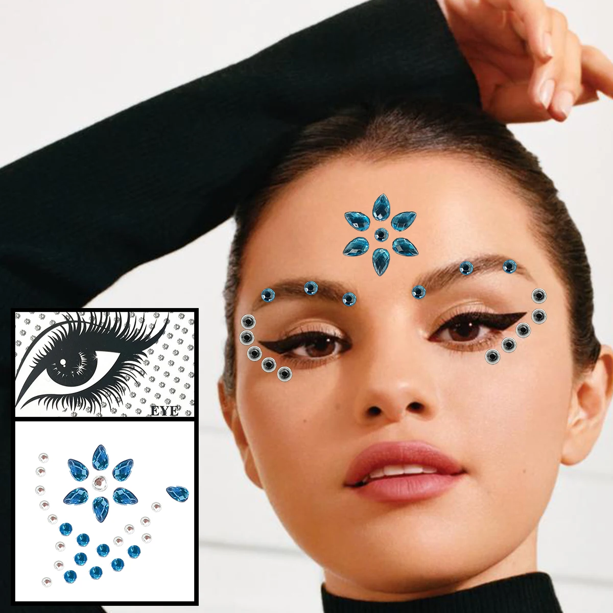 Face Jewelry For Women Temporary Tattoos Eyes Forehead Bindi Dots Gems  Sticker Bling Rhinestones Makeup Jewels Party Decoration - AliExpress