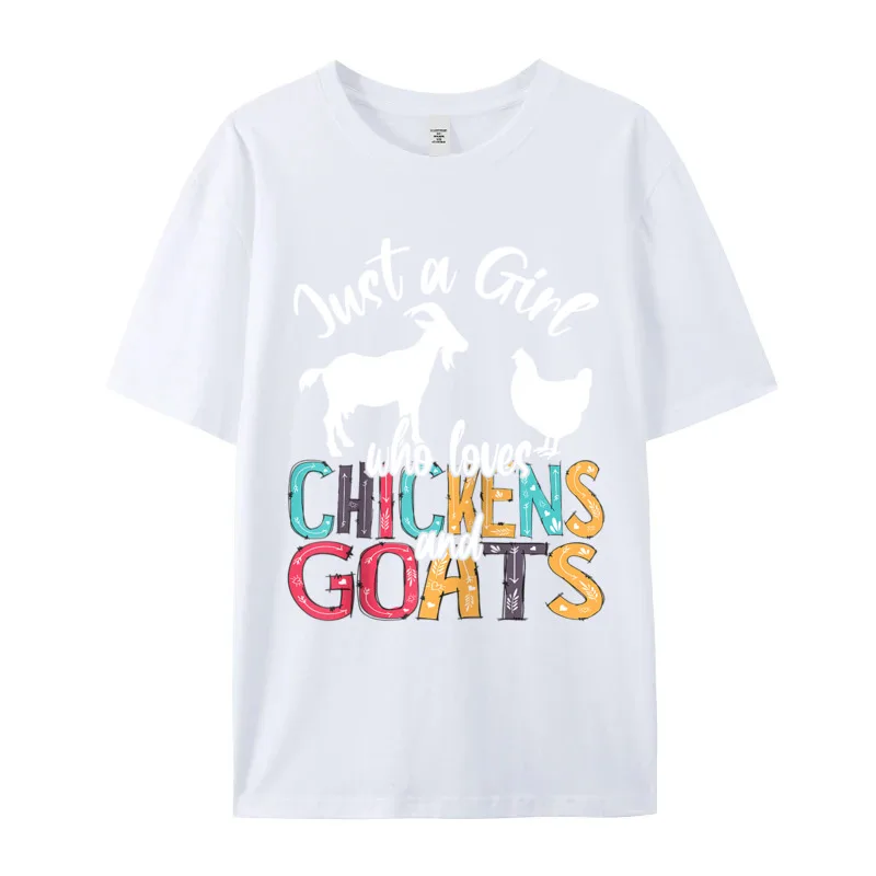Cute Just A Girl Who Premium Cotton Tees Grandpa Slogan T-shirts Funny Special O-Neck Tee Shirt Short Sleeve  Cute Just A Girl Who Loves Chickens Goats Farmer Girls Gift Raglan Baseball Tee white