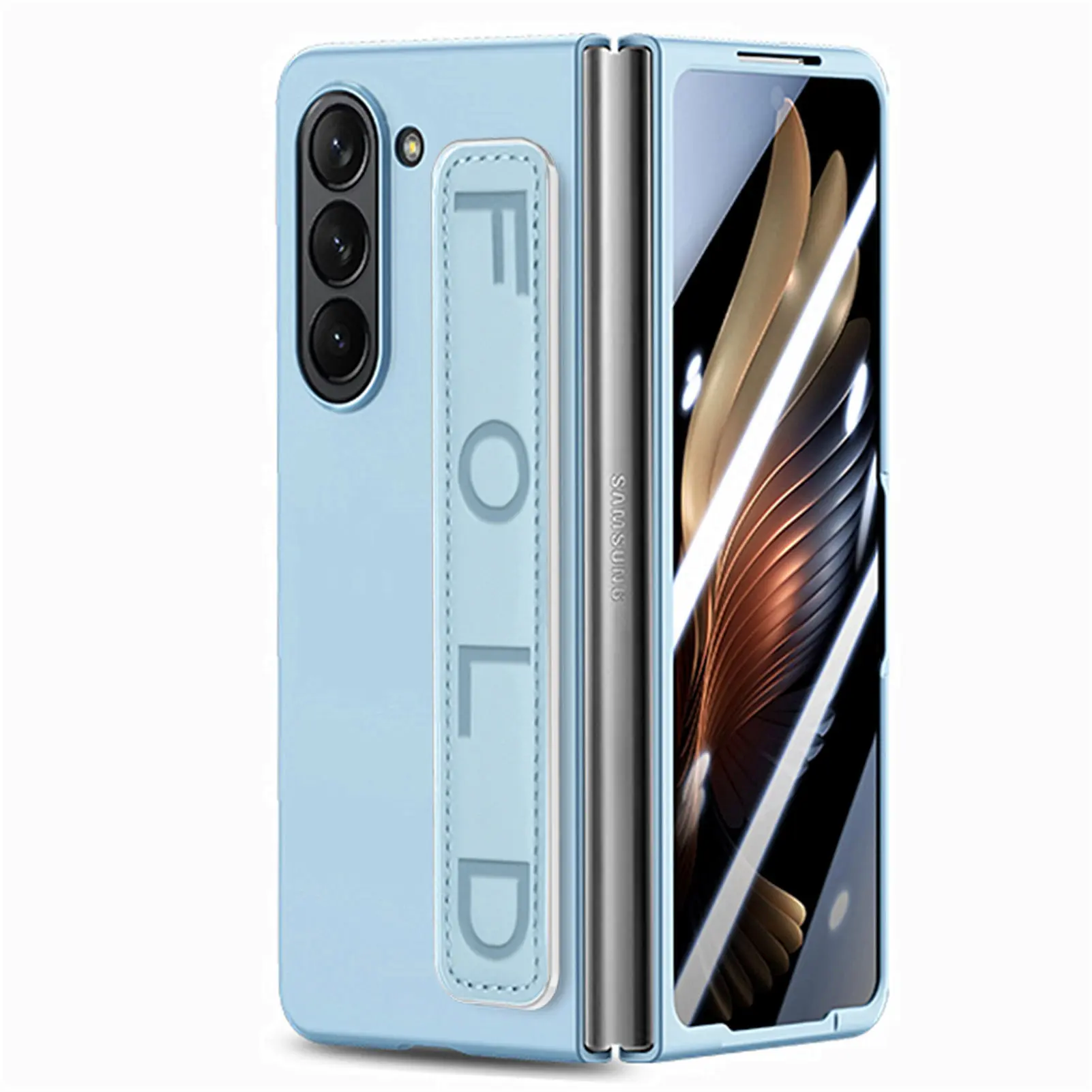 

For Samsung Z Fold5 Elastic Rope Wristband Shell Film Integrated Pc Spray Skin Feeling Folding Screen Protective Cover