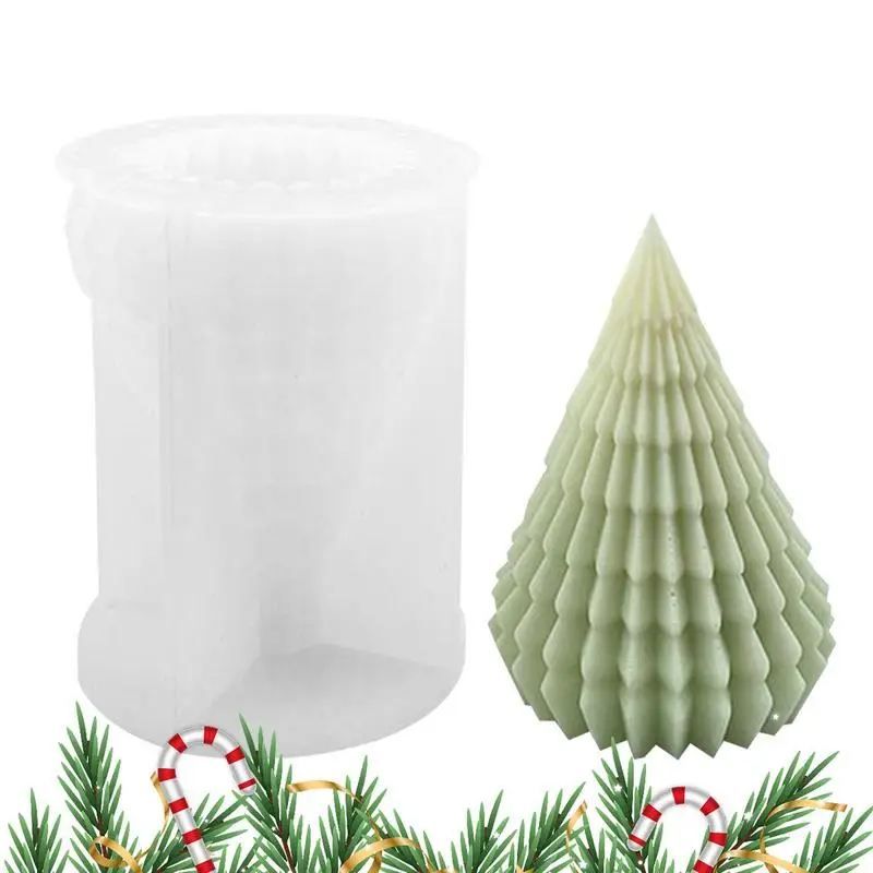 

Christmas Tree Candle Molds 3D Silicone Plant Tree Shape Candlestick Holder DIY Conical Geometry Soap Gypsum Making Choco Mold