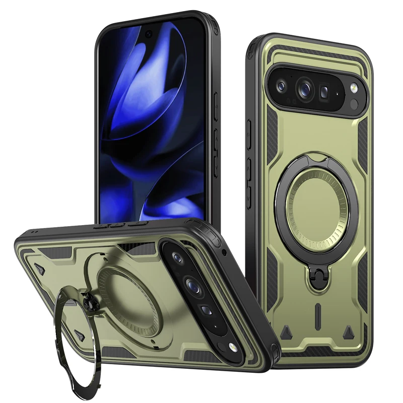 Military Drop-Proof Hard Case with 360° Adjustable Ring Stand