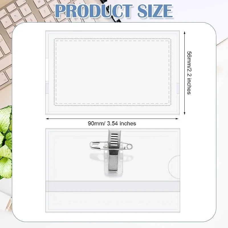 10/1pc Safety Pin Clip Transparent Brooch Tag Badge ID Card Holder for Business Office Conference Employees Name Pass Credential
