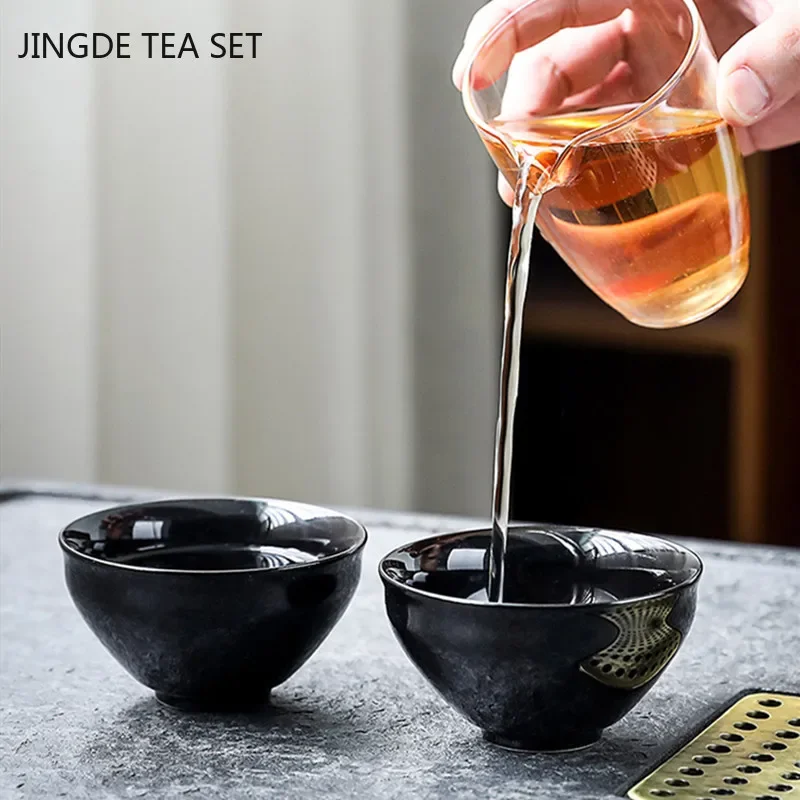 Japanese-style Handmade Ceramic Teacup Boutiques Master Tea Cup Household Tea Set Accessories Antique Porcelain Tea Bowl