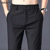 Mingyu Brand Spring Summer Stretch Pants Men Thin Elastic Waist Business Straight Classic Solid Color Black Casual Trouser Male 1