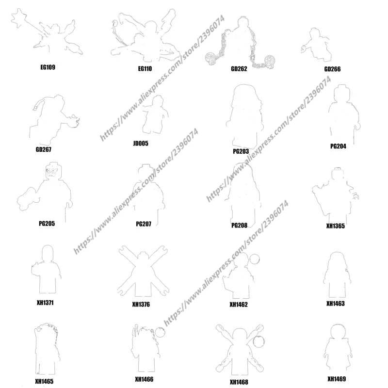 

1 шт., фигурки конструктора EG109, EG110, GD262, GD266, GD267, JD005, PG203, PG204, PG205, PG207, PG208, XH1365, серия-061
