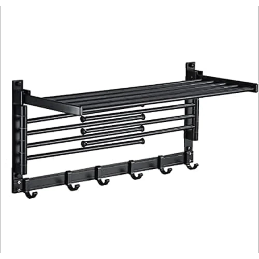 

Xeternity-Made XMSound Clothes Drying Rack ,Wall Mounted Swivel Towel Rack & Hooks and Swing Arms , for Laundry Room